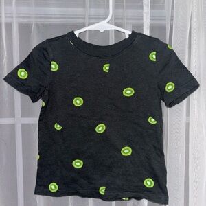 Kids Black T-Shirt with Green Kiwi Print
